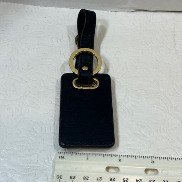B. Makowsky Leather Black Buckle Luggage Tag Key Chain Gold Logo - Picture 11 of 14